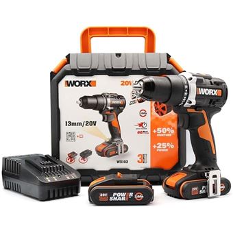 Kit de Berbequim Worx WX102 com chave de fendas BL NITRO 20V (2bat 2,0Ah) - 1