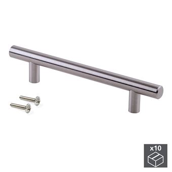 Puxador Emuca para Móvel | D. 12 mm | com Distância Emtre Furos de 160 mm | Aço | Niquel Satinado | 10  Ud. - 1