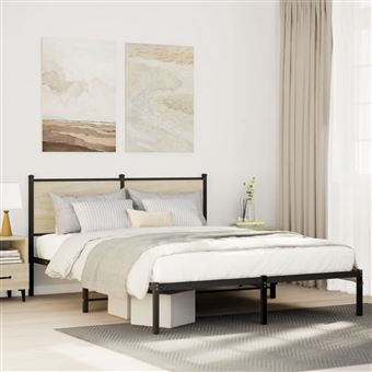 Estrutura de cama sem colchão vidaXL | 140x200 cm | metal carvalho sonoma - 1