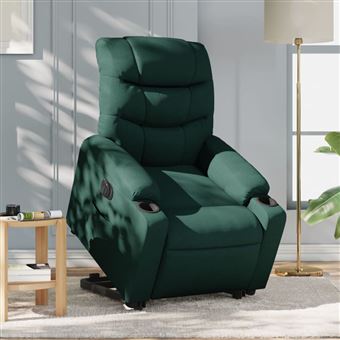 Poltrona reclinável elevatória elétrica vidaXL | tecido verde-escuro - 1