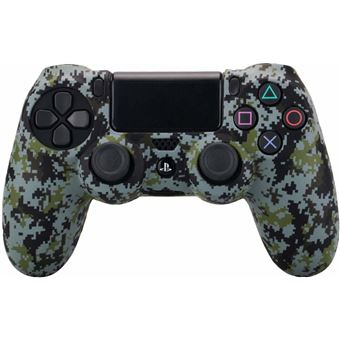 Capa HSMY Silicone Anti-Queda para Comando PS4/Slim/Pro - Camuflagem Verde - 1