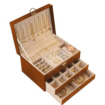 Caixa de Jóias SZSMART SPSN2 | 3 Níveis | castanho - 1