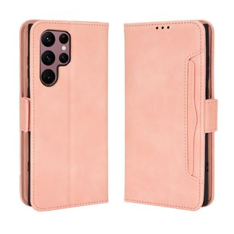 Capa FOXDOCK Protetora para Samsung Galaxy S22 Ultra | Suporte e Flip de couro PU | À Prova de Choque | Rosa - 1