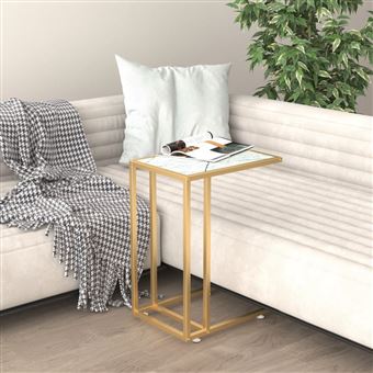 Mesa de Apoio para Computador vidaXL | 50x35x65 cm | Vidro Temperado Mármore Branco - 1