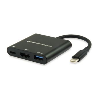 Hub de interface Conceptronic DONN01B USB 3.2 Gen 1 (3.1 Gen 1) Type-C 5000 Mbit/s Preto