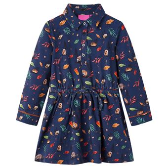 Vestido de manga comprida para criança | vidaXL | azul-marinho 92 | 1,5 a 2 anos - 1