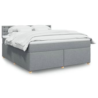 Cama com molas e colchão vidaXL | 180x200 cm | tecido cinzento-claro - 1