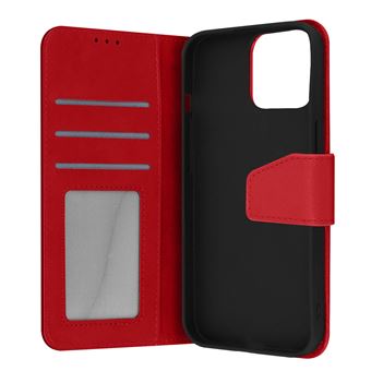Capa Fólio Avizar Para Iphone 13 Pro Max Em Couro Premium Função De Suporte Vermelho - 1