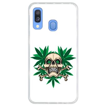 Capa Hapdey para Samsung Galaxy A40 2019 Design Caveira Cannabis em Silicone Flexível e TPU