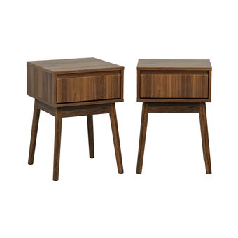 Mesas de cabeceira sweeek com uma gaveta | 2 Unidades | Madeira de nogueira - 1