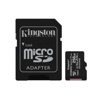Cartão de Memória MicroSD 256GB + Adaptador Kingston SD007 | Velocidade 100MB/s | Classe 10 UHS-I | Full HD | Preto - 1