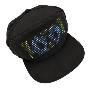 Boné LED Klack com Frontal Programável por Bluetooth através de APP | LED RGB 7 Cores | Preto - 1