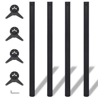 4 Pernas de Mesa vidaXL Ajustáveis Em Altura 4 Unid. 1100mm 6x110cm Preto - 1