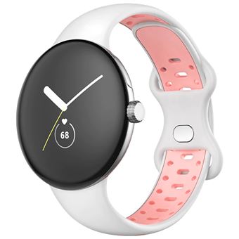 Bracelete Avizar para Google Pixel Watch | Silicone Bicolor Flexível - Branco e Rosa - 1