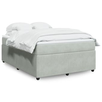 Cama com molas/colchão vidaXL | 140x190 cm | veludo cinzento-claro - 1