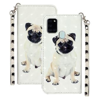 Capa Magunivers Pu Decoração de Ponto de Luz com Padrão Magnético Cão para Samsung Galaxy A21S