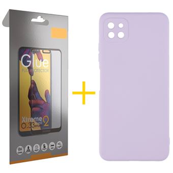 Conjunto 1 x Película de Vidro Full + Capa para Samsung A22 5G | Silicone Líquido - Roxo - 1