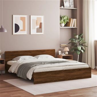 Estrutura de cama com cabeceira vidaXL | 200x200 cm | carvalho castanho - 1