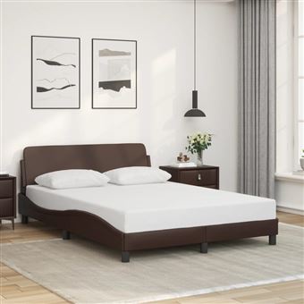 Estrutura de Cama vidaXL Dover | 140x200cm | couro artificial castanho - 1