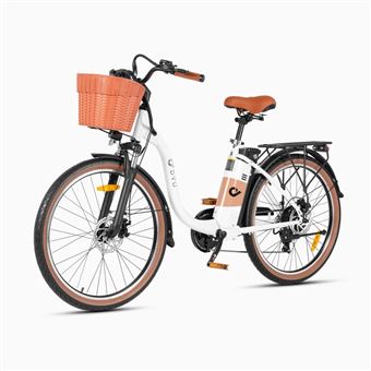 Bicicleta Elétrica DYU C6 PRO | 26 " | 250 W | 36V15.6Ah | Autonomia 80 km | Travões de disco | Branca - 1