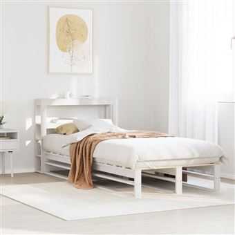 Cama sem Colchão vidaXL | 90x190 cm | madeira de pinho maciça branco - 1