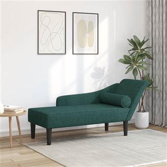Chaise lounge com almofadões vidaXL | tecido verde-escuro - 1