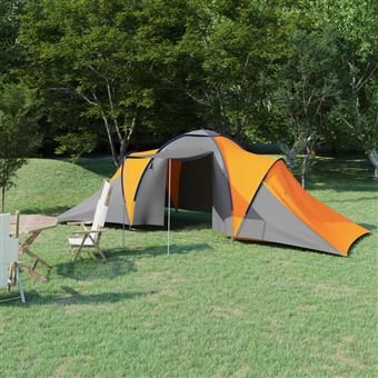 Tenda de Campismo vidaXL para 6 pessoas cinzento e laranja - 1