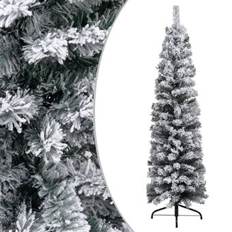 Árvore de Natal vidaXL artificial fina com neve 150 cm PVC verde - 1