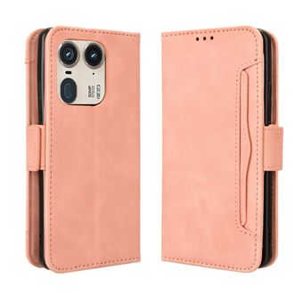 Capa FOXDOCK Protetora para Motorola Edge 50 Ultra 5G | Suporte e Flip de couro PU | À Prova de Choque | Rosa - 1