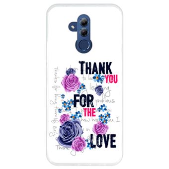 Capa Hapdey Para Huawei Mate 20 Lite Design Teste Padrão Floral Obrigado Pelo Amor Capa de Silicone Flexível Em TPU - Transparente - 1