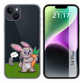 Capa Tumundosmartphone de silicone transparente para iPhone 14 Plus (6.7) design de coelho de desenho animado - 1