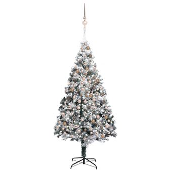 Árvore Natal artificial pré-iluminada vidaXL com Bolas | 240 cm PVC verde - 1