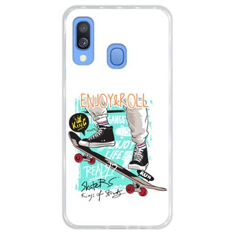 Capa Hapdey para Samsung Galaxy A40 2019 Design Skate Enjoy & Roll em Silicone Flexível e TPU