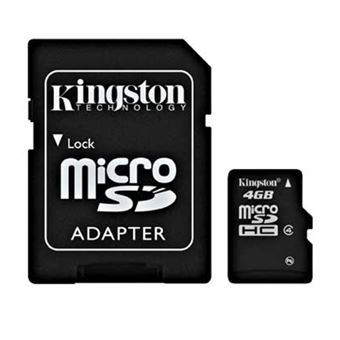 Cartão de Memória MicroSD 4GB + Adaptador Kingston SD001 | Velocidade 100MB/s | Classe 10 UHS-I | Full HD | Preto - 1