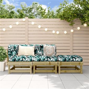Conjunto lounge de jardim vidaXL | 3 peças | madeira de pinho impregnada - 1