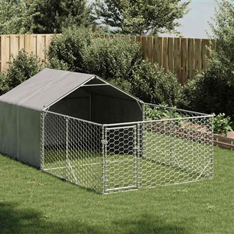 Canil exterior para cães vidaXL com corredor | 4x2x1,5 m | aço galvanizado - 1