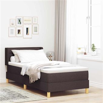 Cama Box com Colchão vidaXL | Castanho Escuro | 200 x 90 cm | Poliéster - 1