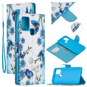 Capa Magunivers Pu Impressão de Padrões com Apoio Borboleta e Flor para Samsung Galaxy A21S