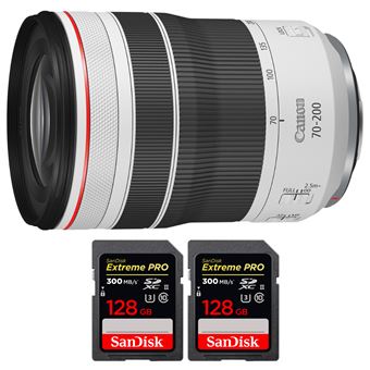 Canon RF 70-200mm f/4L IS USM + 2 SanDisk 128GB Extreme PRO UHS-II SDXC 300 MB/s + PDF 15 Técnicas para Melhorar as suas Fotografias - 1