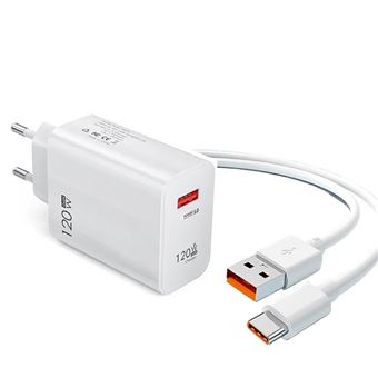 Kit Carregador Ultra Rápido 120W USB-A + Cabo Type-A to Type-C OEM para Xiaomi | Branco - 1