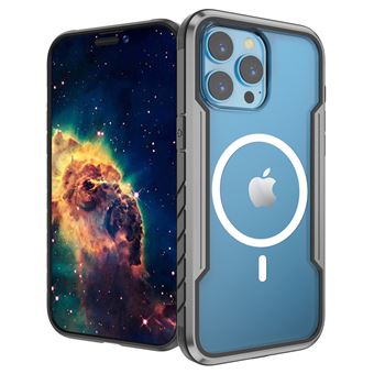 Capa de Silicone Nizzoe com MagSafe para iPhone 15 ? Transparente Borda Cinzento-Preto - 1