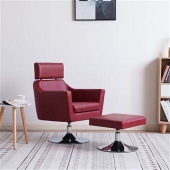 Poltrona de TV vidaXL em Couro Artificial Vermelho Tinto - 1