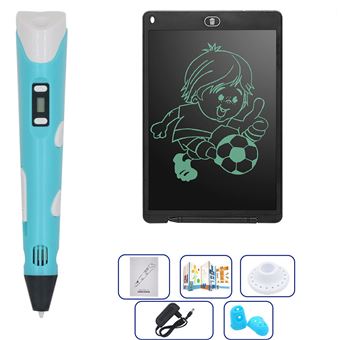Pack Arzopa® Caneta de Impressão 3D + 36 Metros + 12 Cores PLA + Lápis Esferográfica + Tablet para Desenhar - Azul - 1