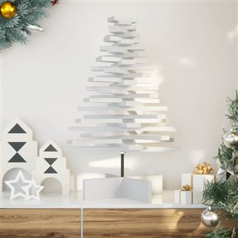 Árvore de Natal decorativa vidaXL | 80 cm | madeira de pinho maciça branco - 1