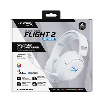 Auscultadores Gaming HyperX Cloud Flight 2 - Headset de gaming sem fios (Branco) | Branco - 1