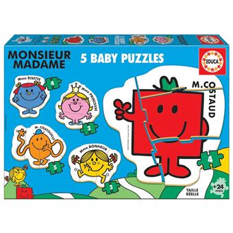 Puzzle Educa Baby Monsieur Madame 19400 | 5x3 a 5 Peças - 1