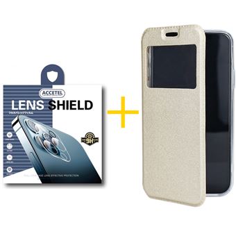 Pack 1 x Película de Câmara + Capa Accetel Apple iPhone 12 Pro Max | Gandy Flip Cover - Dourado - 1