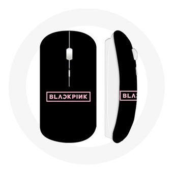 Rato Wireless Maniacase Blackpink In Your Area Grupo de K-Pop Logotipo Rosa Fundo Preto - 1