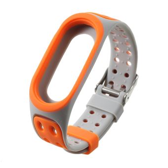 Pulseira Magunivers silicone bicolor laranja/cinza para Xiaomi Mi Band 3 - 1