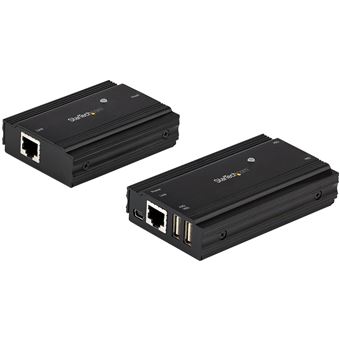 Extensor de Consola StarTech.com Concentrador extensor USB 2.0 de 4 portas via cabo Ethernet CAT5e/CAT6 único (RJ45) - 100 m - Kit adaptador concentrador extensor USB - Estrutura em metal - Alimentado externamente - 480 Mbps | Preto - 1